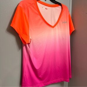 Fila Women's Orange and Pink Gradient Top